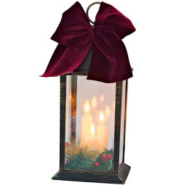 LATARNIA LAMPION ADWENTOWY ZNICZ LED 30CM 3 ŚWIECE TIMER CZARNY