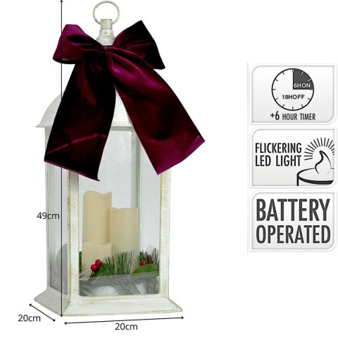 LATARNIA LAMPION ADWENTOWY ZNICZ LED 49CM TIMER BIAŁY 3 ŚWIECE