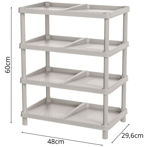PÓŁKI REGAŁ NA BUTY 4 POZIOMY 48 x 29,6 x 60 CM TASSY PIASKOWY KEDEN