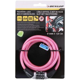 ZAPIĘCIE ROWEROWE SPIRALNE SZYFR 0.6x120CM RÓŻOWE DUNLOP
