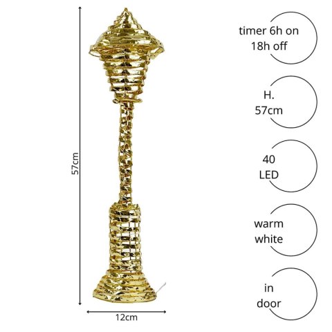 LATARNIA LAMPION DEKORACYJNY 40LED 57CM TIMER ZŁOTY