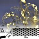 LAMPKI DRUCIKI NA BATERIE KASKADA 160 LED CIEPŁY BIAŁY
