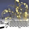 LAMPKI DRUCIKI NA BATERIE KASKADA 80 LED CIEPŁY BIAŁY