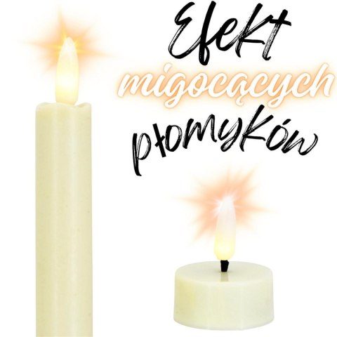 ZESTAW ŚWIEC LED 9 SZT Z PILOTEM TIMER EFEKT PŁOMIENIA