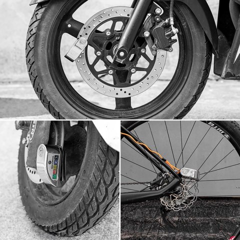 Zapięcie rowerowe Rockbros LBAYG8308 z alarmem i blokadą tarczy - srebrne