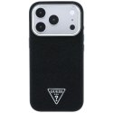Etui Guess Grained Triangle Logo MagSafe na iPhone 17 Pro Max / 18 Pro Max - czarne