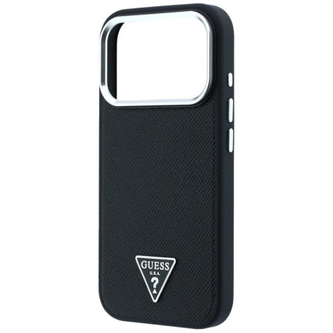 Etui Guess Grained Triangle Logo MagSafe na iPhone 17 Pro Max / 18 Pro Max - czarne
