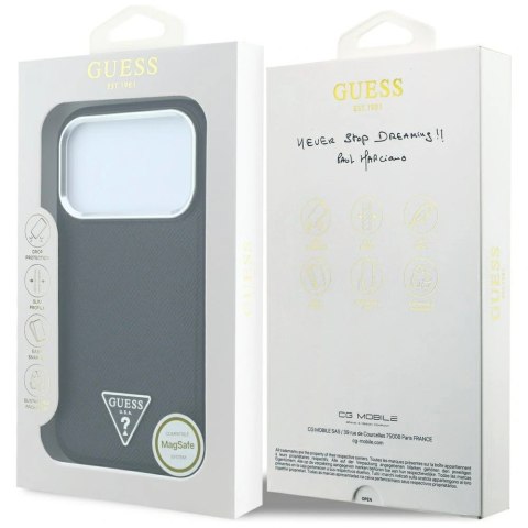 Etui Guess Grained Triangle Logo MagSafe na iPhone 17 Pro Max / 18 Pro Max - czarne