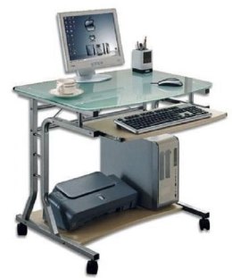 INTELLINET Biurko komputerowe 80x60 cm mobilne ze szklanym blatem ICA-TB 3791A