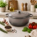 EMALIOWANY GARNEK ŻELIWNY 24cm 4,2L SZARY 7719