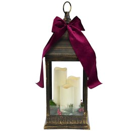LATARNIA LAMPION ADWENTOWY ZNICZ LED 60CM 3 ŚWIECE TIMER CZARNY