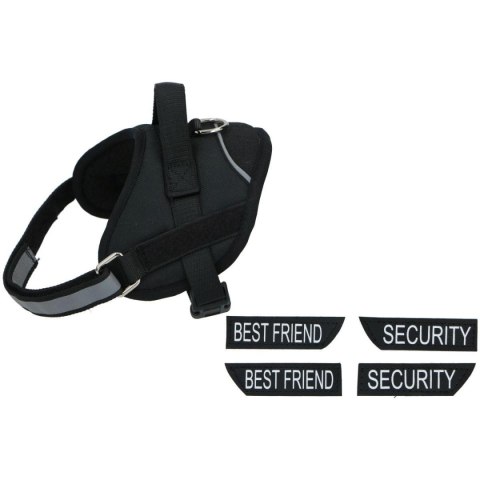SZELKI DLA PSA ODBLASKOWE REGULOWANE SMALL 42-53 CM CZARNE Z NASZYWKAMI SECURITY BEST FRIEND