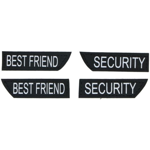 SZELKI DLA PSA ODBLASKOWE REGULOWANE SMALL 42-53 CM CZARNE Z NASZYWKAMI SECURITY BEST FRIEND