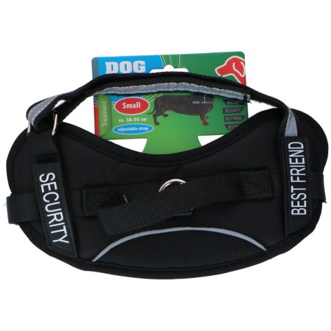 SZELKI DLA PSA ODBLASKOWE REGULOWANE SMALL 42-53 CM CZARNE Z NASZYWKAMI SECURITY BEST FRIEND
