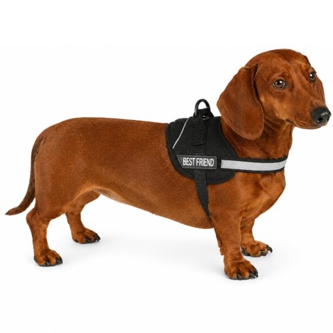 SZELKI DLA PSA ODBLASKOWE REGULOWANE SMALL 42-53 CM CZARNE Z NASZYWKAMI SECURITY BEST FRIEND