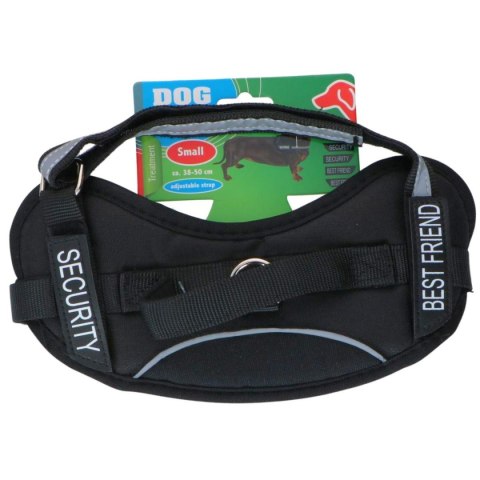 SZELKI DLA PSA ODBLASKOWE REGULOWANE SMALL 42-53 CM CZARNE Z NASZYWKAMI SECURITY BEST FRIEND