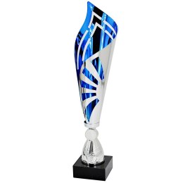 PUCHAR METALOWY SREBRNO NIEBIESKI 36 CM TRYUMF