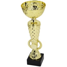 PUCHAR METALOWY ZŁOTY 23,5 CM CZARNA PODSTAWA TRYUMF