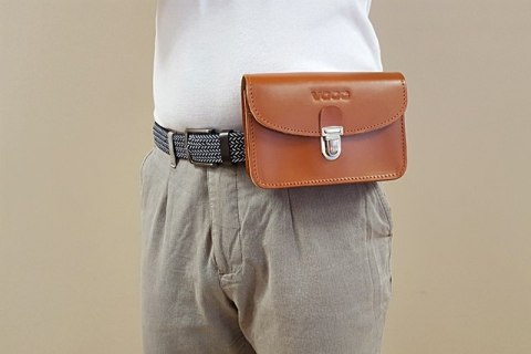 Nerka saszetka skórzana do paska Vintage P111 BROWN