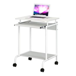 TECHLY Biurko komputerowe 60x45 cm mobilne z wysuwaną półką białe ICA-TB S005W