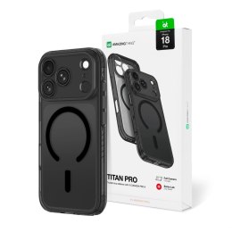Etui AMAZINGTHING Titan Pro Lens na iPhone 18 Pro z osłoną aparatu i mocowaniem na smycz kompatybilne z MagSafe - czarne