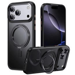 Etui magnetyczne z obrotową podstawką iPhone 18 Pro / 17 Pro TPU akryl MagSafe - czarne