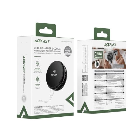 Ładowarka bezprzewodowa Acefast E47 Qi2 25 W magnetyczna z chłodzeniem - czarna