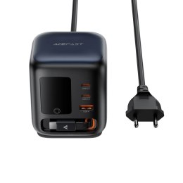 Ładowarka biurkowa Acefast Z10 GaN 100 W 3xUSB ze zwijanym kablem USB-C i wyświetlaczem TFT - czarna