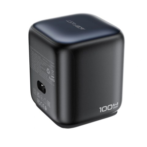 Ładowarka biurkowa Acefast Z10 GaN 100 W 3xUSB ze zwijanym kablem USB-C i wyświetlaczem TFT - czarna