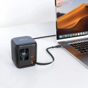 Ładowarka biurkowa Acefast Z10 GaN 100 W 3xUSB ze zwijanym kablem USB-C i wyświetlaczem TFT - czarna