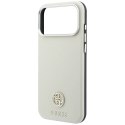 Etui Guess Grained Round Strass Logo MagSafe na iPhone 18 Pro / 17 Pro - beżowe