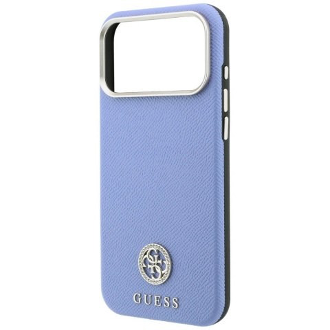 Etui Guess Grained Round Strass Logo MagSafe na iPhone 18 Pro Max / 17 Pro Max - niebieskie