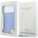 Etui Guess Grained Round Strass Logo MagSafe na iPhone 18 Pro Max / 17 Pro Max - niebieskie