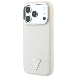 Etui Guess Grained Triangle Logo MagSafe na iPhone 18 Pro / 17 Pro - beżowe