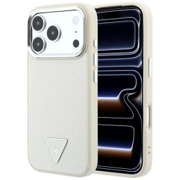 Etui Guess Grained Triangle Logo MagSafe na iPhone 18 Pro Max / 17 Pro Max - beżowe