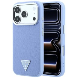 Etui Guess Grained Triangle Logo MagSafe na iPhone 18 Pro Max / 17 Pro Max - niebieskie