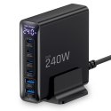 Stacja ładująca Tech-Protect DC240W-GaN 6 portów 4 x USB-C 2 x USB-A 240W QC3.0 - czarna