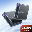 Stacja ładująca Tech-Protect DC240W-GaN 6 portów 4 x USB-C 2 x USB-A 240W QC3.0 - czarna