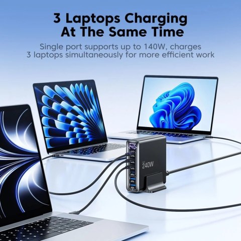 Stacja ładująca Tech-Protect DC240W-GaN 6 portów 4 x USB-C 2 x USB-A 240W QC3.0 - czarna
