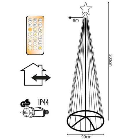 CHOINKA DEKORACYJNA 550LED SUPER CIEPŁY BIAŁY 300CM BLACK