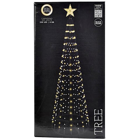 CHOINKA DEKORACYJNA 550LED SUPER CIEPŁY BIAŁY 300CM BLACK