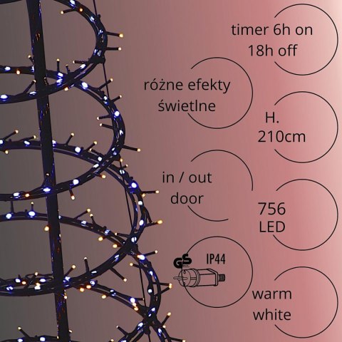 CHOINKA DEKORACYJNA 756LED WATERFALL EFFECT 210CM TIMER BLACK