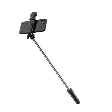 Selfie stick WH1YXS teleskopowy tripod 1m z okrągłą lampą i uchwytem na telefon - czarny - OUTLET