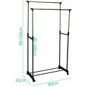 WIESZAK NA UBRANIA 80x42x90-160CM PODWÓJNY EXCELLENT HOUSEWARE