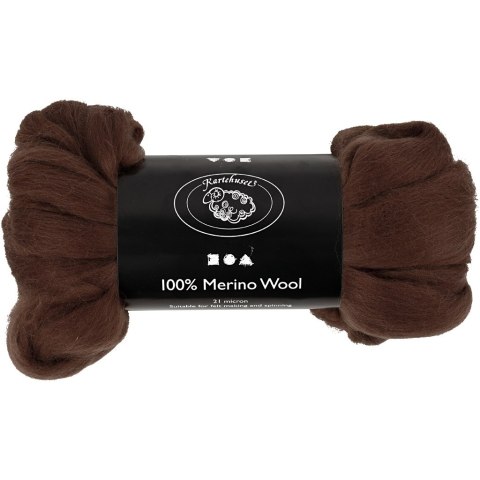 Wełna Merynosów 100g Ciemno Brązowa