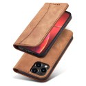 Magnet Fancy Case etui do iPhone 13 Pro Max pokrowiec portfel na karty kartę podstawka brązowy