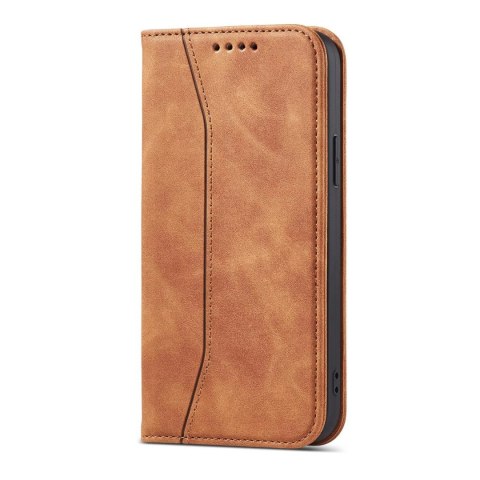 Magnet Fancy Case etui do iPhone 13 Pro Max pokrowiec portfel na karty kartę podstawka brązowy