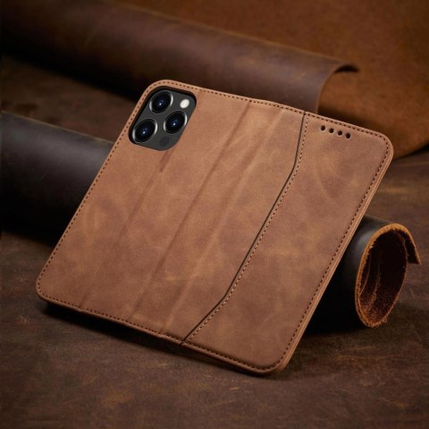 Magnet Fancy Case etui do iPhone 13 Pro Max pokrowiec portfel na karty kartę podstawka brązowy