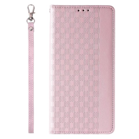 Magnet Strap Case etui do iPhone 13 Pro Max pokrowiec portfel + mini smycz zawieszka różowy